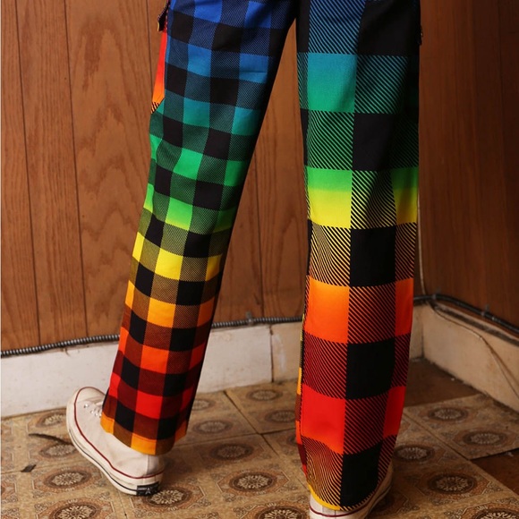 [NEW] MEN’S RAINBOW GINGHAM CARGO PANT SIZE 36 - Picture 2 of 6